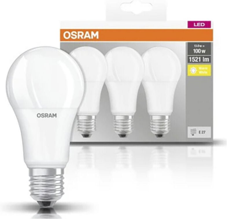 Osram - led Base Classic a, in Kolbenform mit E27-Sockel, Nicht Dimmbar, Ersetzt 100 Watt, Matt, Warmweiß - 2700 Kelvin,...