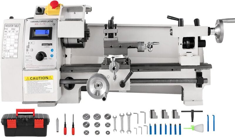 VEVOR Drehmaschine 210x350mm, Drehmaschine Metall Klein 650W, Mini Drehbank mit Gewindebereich von 10-44 TPI, Drehbank M...