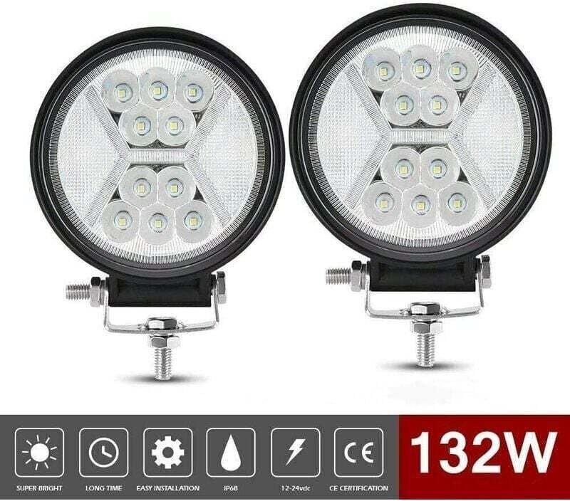 12V LED-Arbeitsscheinwerfer Außenbeleuchtung 2 Stück 132W, Fernlicht, Nebelscheinwerfer Für Traktor-, Boots- und LKW-Bes...
