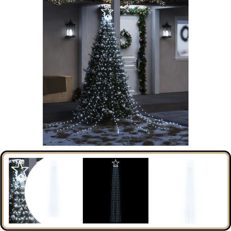 Weihnachtsbaum-Beleuchtung 320 LEDs Kaltweiß 375 cm - Weihnachtsbeleuchtung - LED-Lichtringe - Sternenlights - Outdoor-D...
