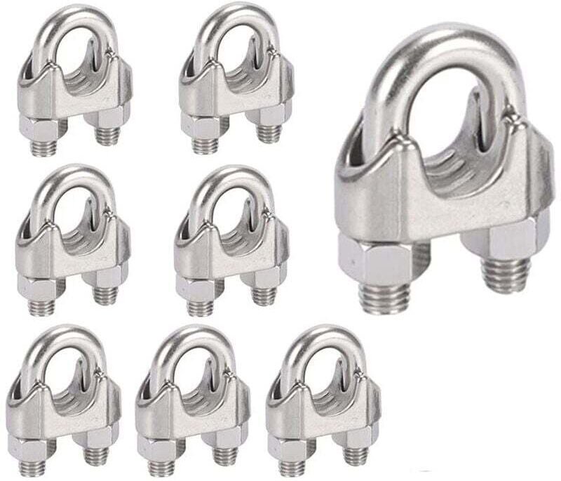 M8-Kabelklemme, U-Bolzen, Kabelclip, 304 Edelstahl, Kabelklemme, Satteldrahtseilclips für Wäschetrockner im Freien, 10 S...