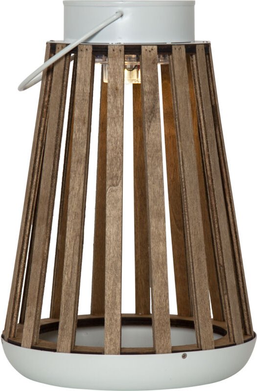 Solar Laterne Catania, led, Holz, Outdoor, Metall, Warmweiß, Dämmerungssensor, 28 cm - Star Trading