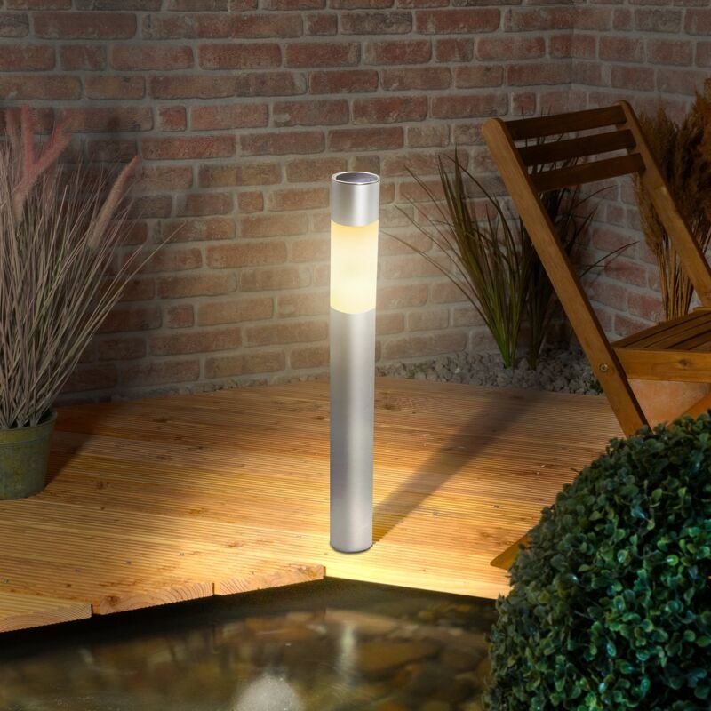 Solarleuchte Pole Light, Duo Color, Akku, Aluminium, led Standleuchte, Solar Außenleuchte, Gartenbeleuchtung, wetterfest...