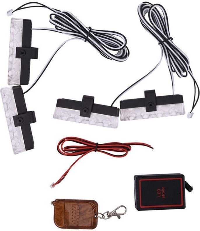 Auto 12V 16 LED Rot & Blau Polizei Strobe Flash Licht Dash Notfall Warnung Lampe