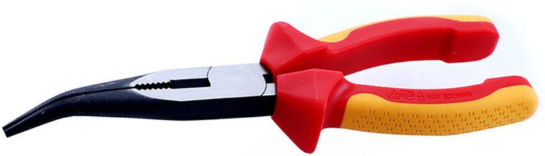 8-Zoll-Spitzzange mit gebogener Spitze, 1000V-Hochdruckisolierung, multifunktional, abgeschrägt, lange Spitze