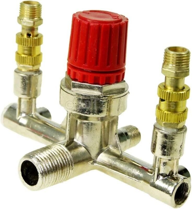Druckschalter für Luftkompressor, Druckregler, Doppelauslassrohr, Ventilanschlussteil (1 Stück)