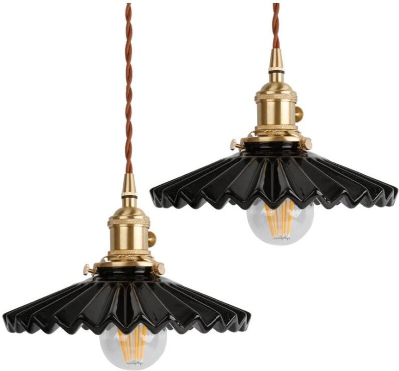 E27 Retro Industrielle Pendelleuchte Höhenverstellbare Hängelampe Kreative Deckenleuchte Schwarz Küchenlampe 2 Stücke