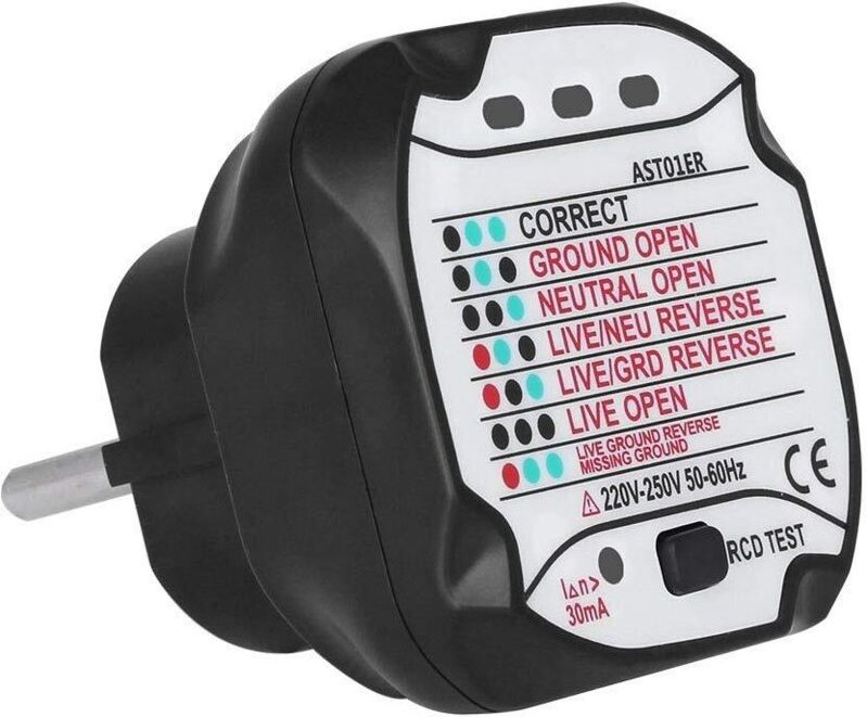 AST01 Steckdosentester, GFCI-Steckdosentester, automatischer Stromkreisdetektor (220 v EU-Stecker) - Lntyq