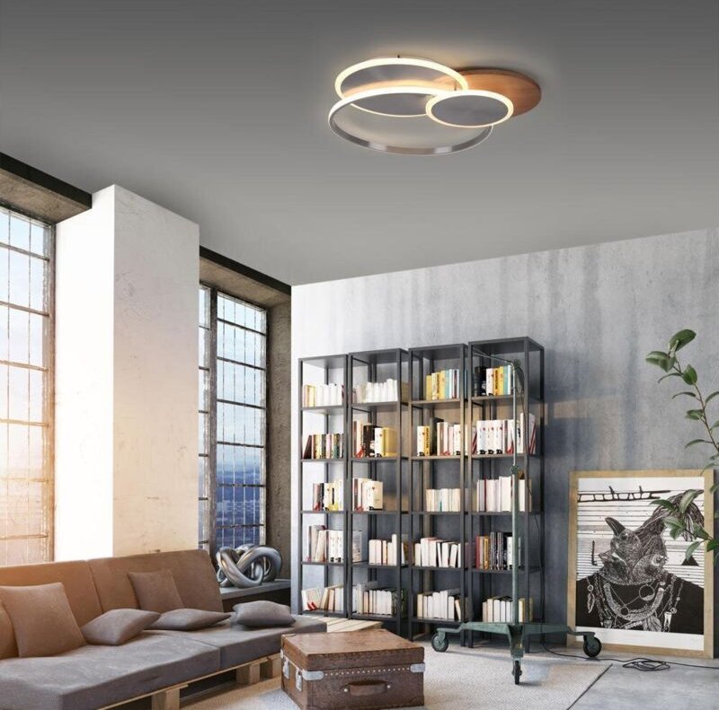 LED-Deckenleuchte 8329-79 Silber-Holzdekor, 50 w, 6000 lm, cct - Paul Neuhaus