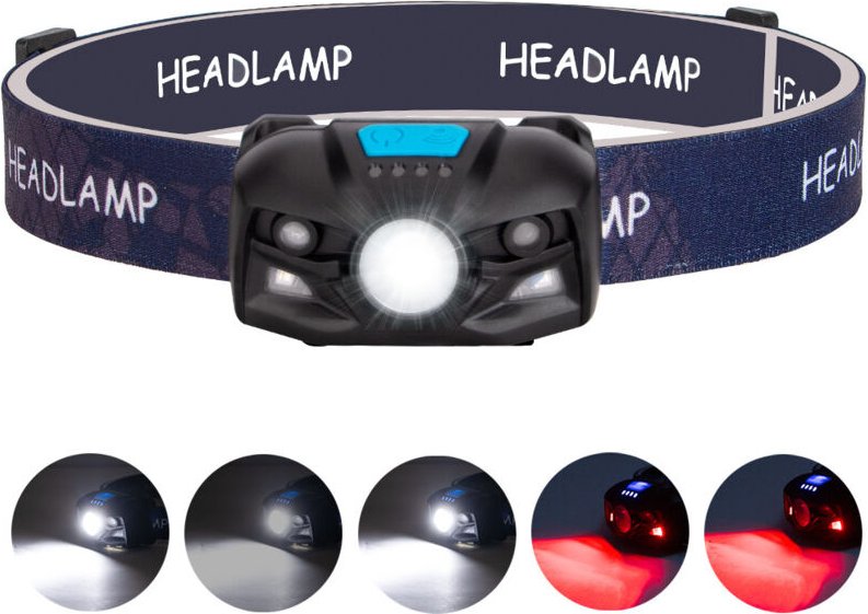 Lampe frontale,Lampe frontale lumens rechargeable avec capteur de mouvement, LED 5 modes de luminosité