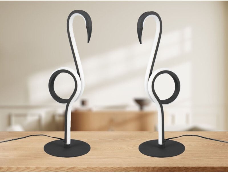 2er set led Deko Tischlampen Schwarz mit Schnurschalter, Höhe 35cm