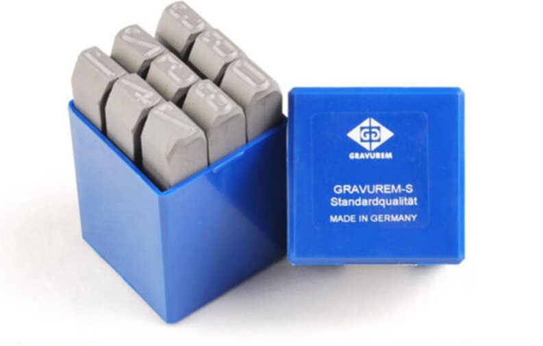 Gravurem - Schlagzahlen Stanzset DIN1451 Zahlenstanzer Schlagstempel 0-9 Schrifthöhe 10 mm