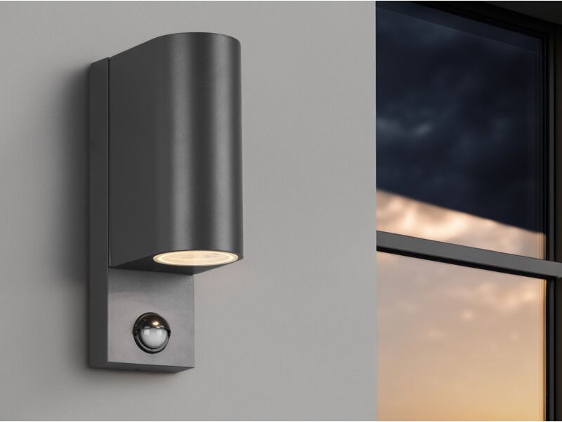 Trio - Runde Außenwandleuchte roya Up and Down mit Bewegungsmelder, Anthrazit
