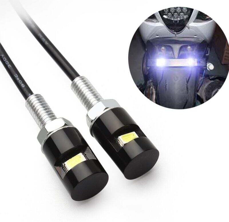 XVX - 2 Kennzeichenleuchten, Einschraub-Kennzeichen, 12 v weiße LED-Glühbirne, wasserdicht/regenfest, schwarzer Aluminiu...