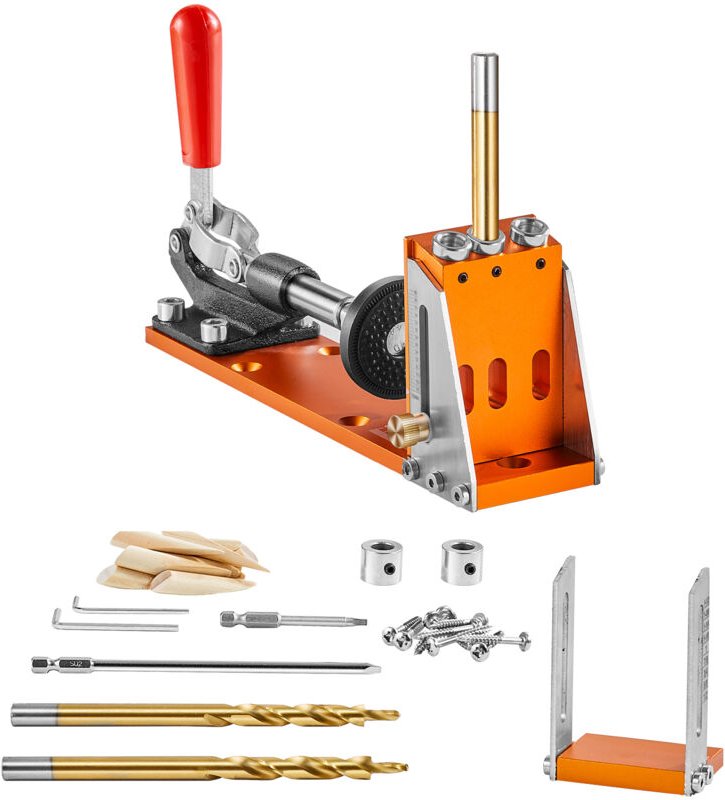 Mophorn - 30-teiliges Pocket Hole Jig Kit,einstellbares Pocket Hole System mit Stufenbohrern,Schraubenschlüsseln,Bohrsto...