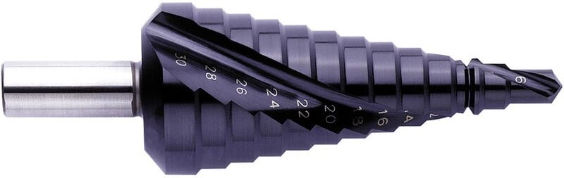 796 / 07023 hss Stufenbohrer 6 - 30 mm TiAIN Gesamtlänge 98 mm 3-Flächenschaft 1 St. - Exact