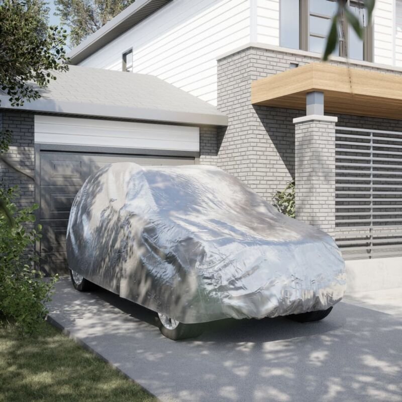 Autoabdeckung für SUV mit Schnallenriemen Voll Silbern L vidaXL