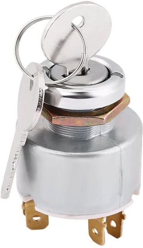 Zündschalter, universeller 12-V-Motorstartschalter, 3-Positionen-EIN-AUS-Zündsteuerschalter mit silbernem Schlüssel