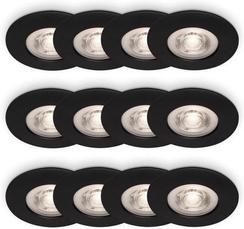 Briloner KULANA 3x4er Set LED Einbauleuchten, Spritzwasserschutz, Schwarz-Matt, Ø9 x 2,5 cm