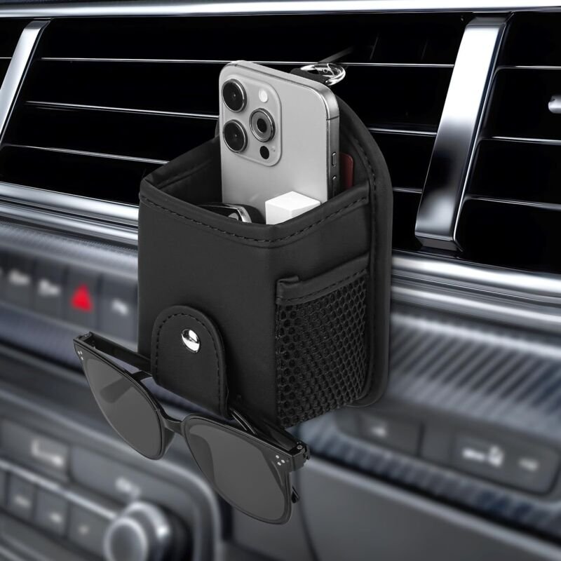 Aufbewahrungstasche für Lüftungsschlitze im Auto, universelle Sonnenbrillentasche mit Clip, Aufbewahrungstasche für den ...