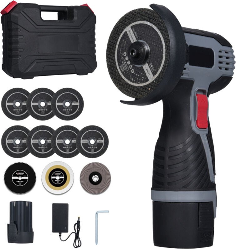 Smerigliatrice angolare senza spazzole, 17000 giri/min, smerigliatrice elettrica a batteria, batteria da 16,8 V 2000 mAh...