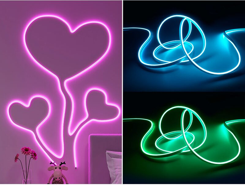 Reality Leuchten - led Streifen neon mit Fernbedienung, rgb Farbwechsel & Dimmer - 3 Meter