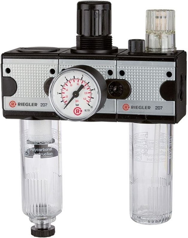 Wartungseinheit 3-tlg. »multifix«, mit PC-Behälter, bg 3, g 3/4 - Riegler