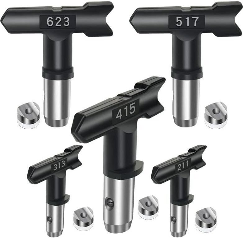 Zubehör für Airless-Spritzgeräte, umkehrbarer Sprühkopf, 5 Airless-Düsen für Airless-Farbspritzpistolen und Airless-Spri...