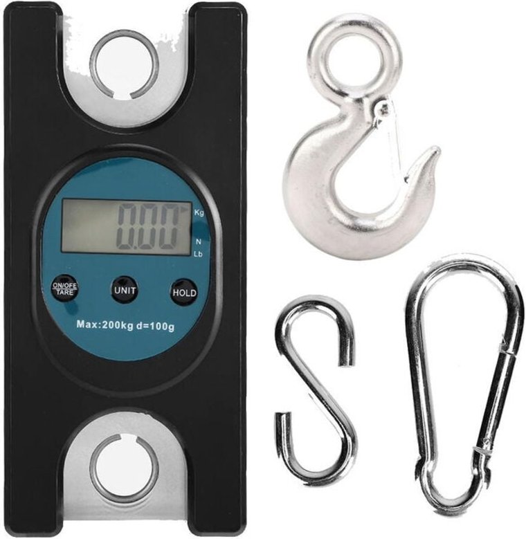 Industrielle elektrische Kran-Hängegewichtswaage mit LCD-Display 200 kg 440,9 lb + Gabelkopfhaken aus Edelstahl, 2T-Lage...