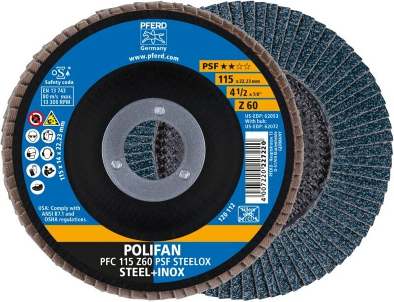 Fächerschleifscheibe z 60PSF gerade 115mm K60 Pferd