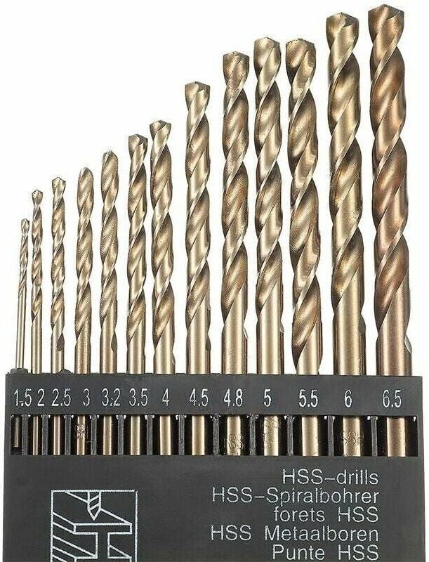 Pour une perceuse 13pcs M35 Hss Cobalt Gold Hss Jeu de forets hélicoïdaux pour perceuses métriques à grande vitesse 1,5 ...