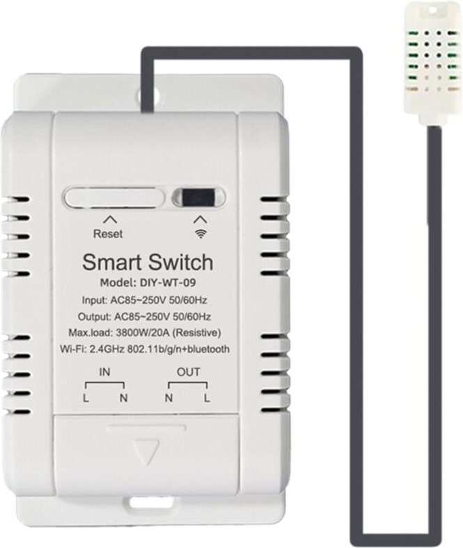 WiFi Smart Temperatur- und Feuchtigkeitsschalter mit 1M Sensor 20A Temperatur-Feuchtigkeitsschalter Unterstützt Sprachst...