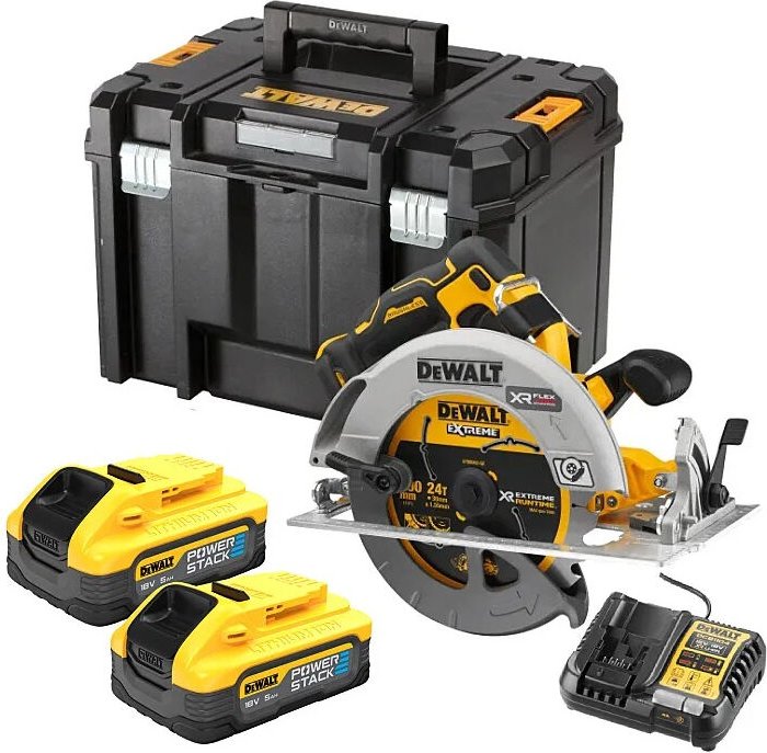 Thumbnail - Akku-Handkreissäge 18V DCS573H2T, 2x 5,0 Ah Powerstack und Ladegerät - Dewalt