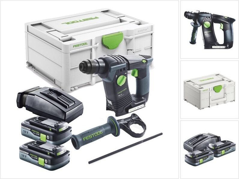 Bhc 18-Basic Akku Bohrhammer 18 v 1,8 j sds Plus Brushless + 2x Akku 4,0 Ah + Ladegerät + Systainer - Festool