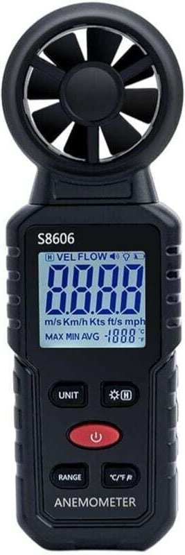 Anemómetro digital portátil 3 en 1, de 0 a 45 m/s, que mide la velocidad, la potencia y la temperatura del viento. Ideal...