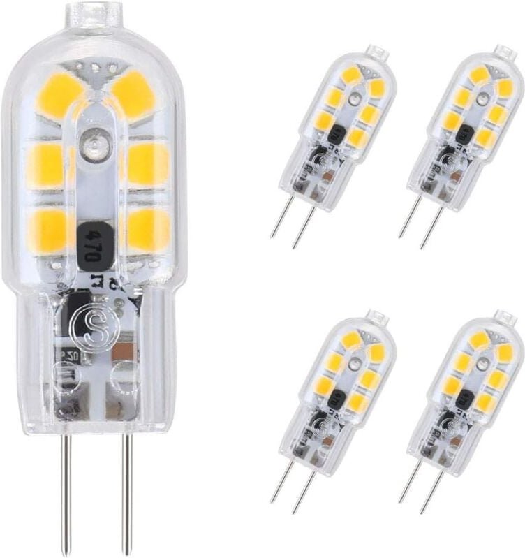 G4-LED-Glühbirne, 5er-Pack warmweiße 30-W-Halogen-Glühbirnen, 3 W G4-LED-Glühbirne, sparsam für Hauben-Glühbirnen, AC/DC...