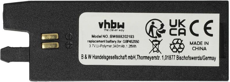 Vhbw - Akku Ersatz für Gibson GBP452050 für E-Gitarre (340mAh, 3,7V, Li-Polymer)