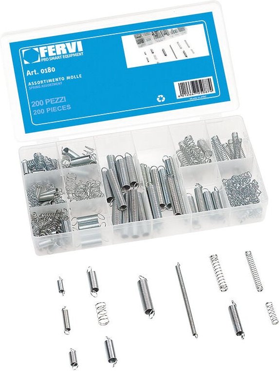Thumbnail - Druckfedern stahlfedern federn rückstellfedern 200 tlg Fervi 0180