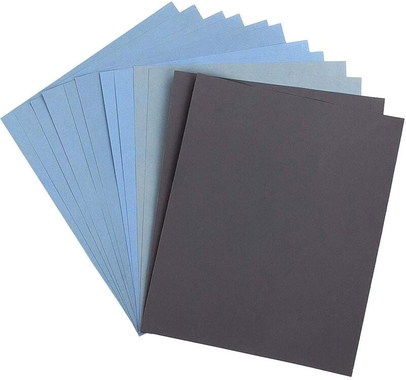 Papel de lija de grano seco de 9" x 11" (1000/1500/2000/3000/4000/5000) para lijar madera, metal y pulir automóviles.