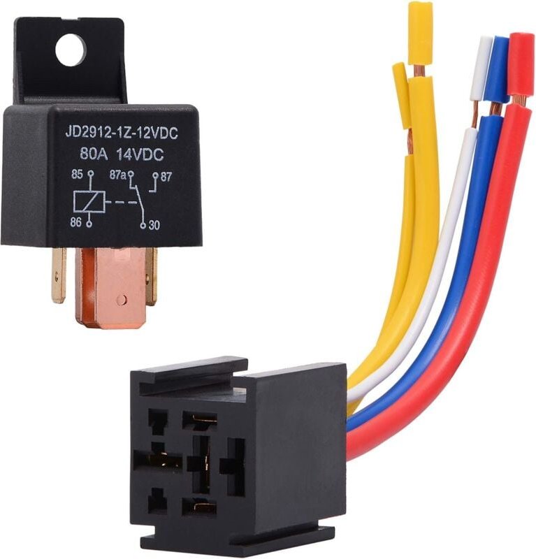 Memkey - 1 Packung Relais 12V 80A 5-poliger Auto-LKW-Motor Hochleistungs-Ein/Aus-Schließer SPST-Relaissockelstecker-5-Dr...