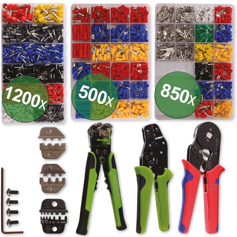 QUADRIOS Zangen-Set 22T016, Maxi mit Zubehör, 1200x Aderendhülsen