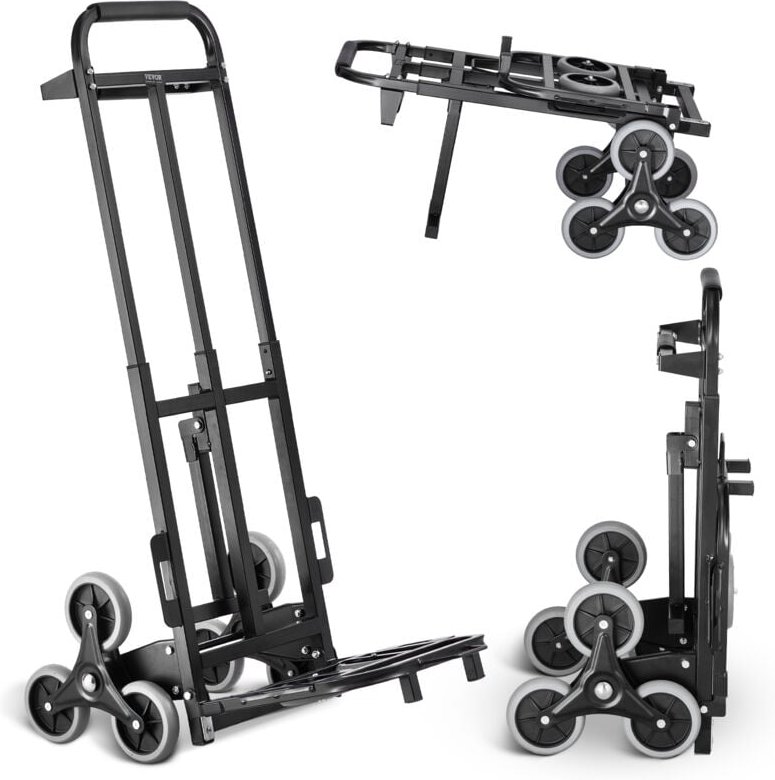 Thumbnail - Treppenkarre, Stapelkarre mit einer Tragkraft von 208 kg, Sackkarre mit Doppelgriff, 6 Rädern und 2 elastischen Seilen, ...
