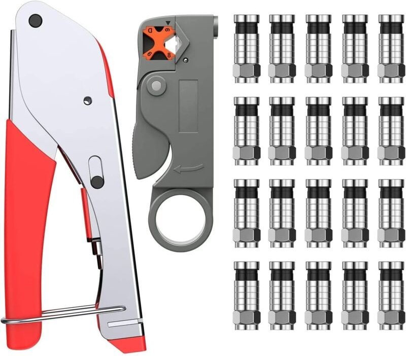 Fitags - Koaxialkabel-Crimper, Koaxialkabel-Abisolierwerkzeug, Koaxial-Kompressionswerkzeug-Kit, Abisolierzange mit RG59...