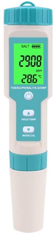Digitaler 7-in-1-pH-Tester (0,01). Hochpräzises Wasserqualitätsmessgerät (tds, ec, Salzgehalt, Temperatur, orp, sg, pH) ...