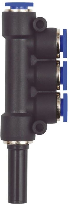 Riegler - T-Mehrfachvert. 3fach, Stecknippel 10 mm »Blaue Serie«Schl.-Ø 3x8