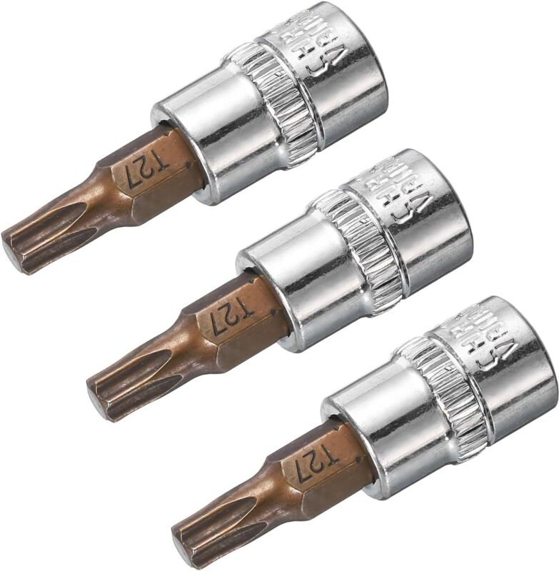 3-teiliger 1/4"-Antrieb T27 Torx-Bit-Steckschlüsselsatz, S2-Stahl-Cr-V-Steckschlüssel zur Verwendung mit einer Ratsche, ...