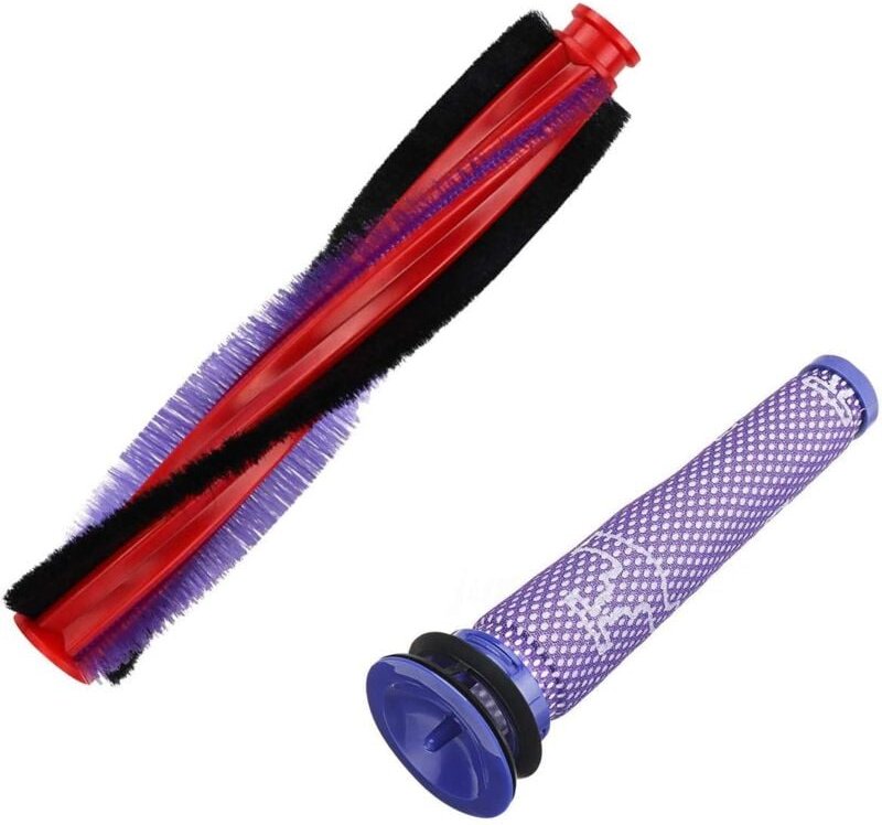 Staubsauger-Rollenbürste für Dyson V6/DC59/DC62/SV03, Ersatzset (1 Bürstenrolle 185 mm und 1 Hepa-Filter)