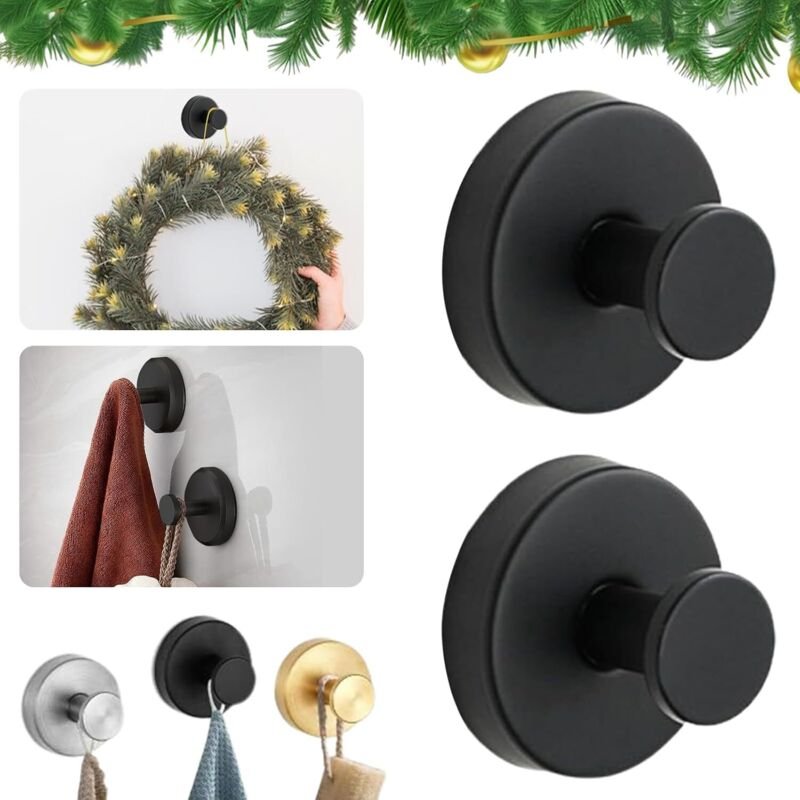 Wasserdichter Handtuchhalter aus Edelstahl mit Saugnapf, 2er-Set verstärkte Haken zum Aufhängen von Kleidung