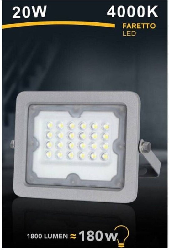 Trade Shop Traesio - Trade Shop - LED-Strahler, schmal, für den Außenbereich, Grau, 20 w, IP65, Lichtfarbe: 6500 k, 4000...