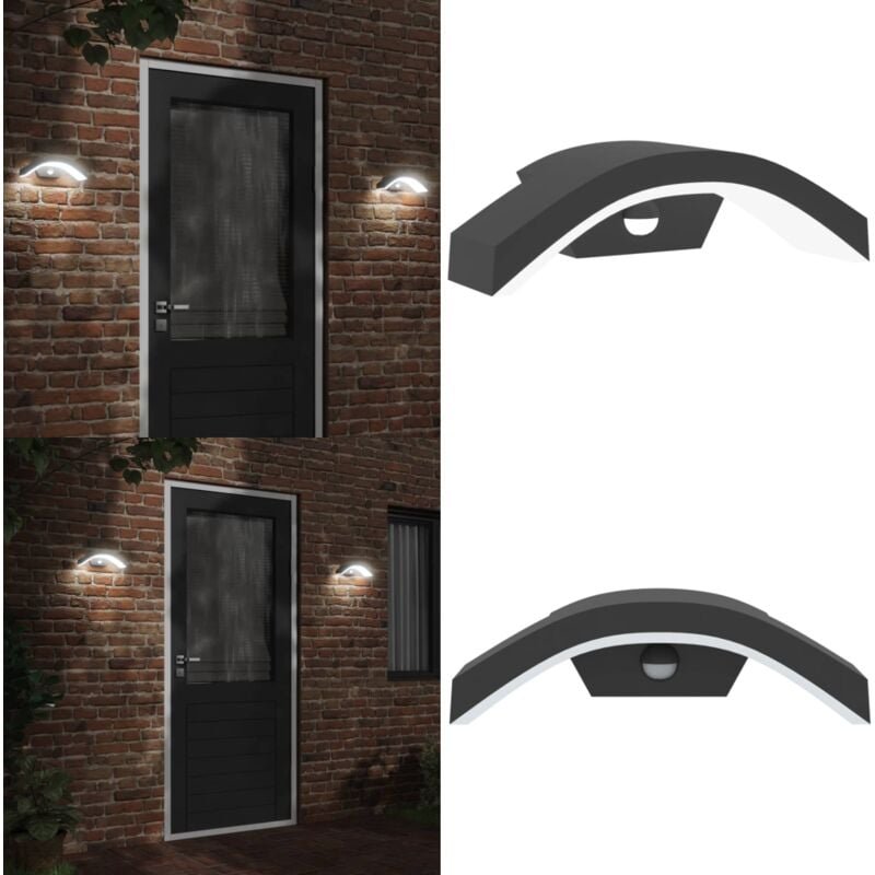 Thumbnail - LED-Außenwandleuchte mit Sensor Schwarz Aludruckguss - LED-Lampe - Außenleuchte - Wandleuchte - Bewegungsmelder - PIR-Se...